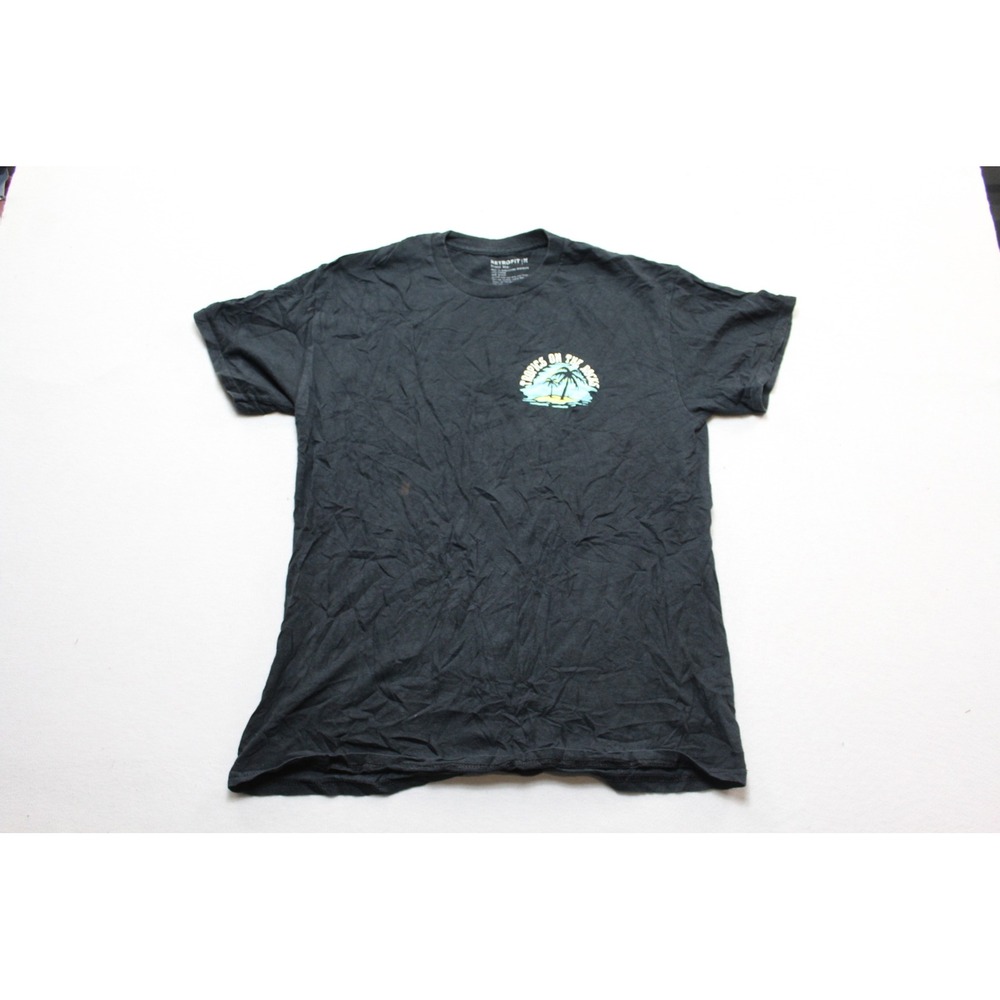 Retrofit T Shirt Mens Medium Black Excellent Tropics On The Rocks Graphic Tee